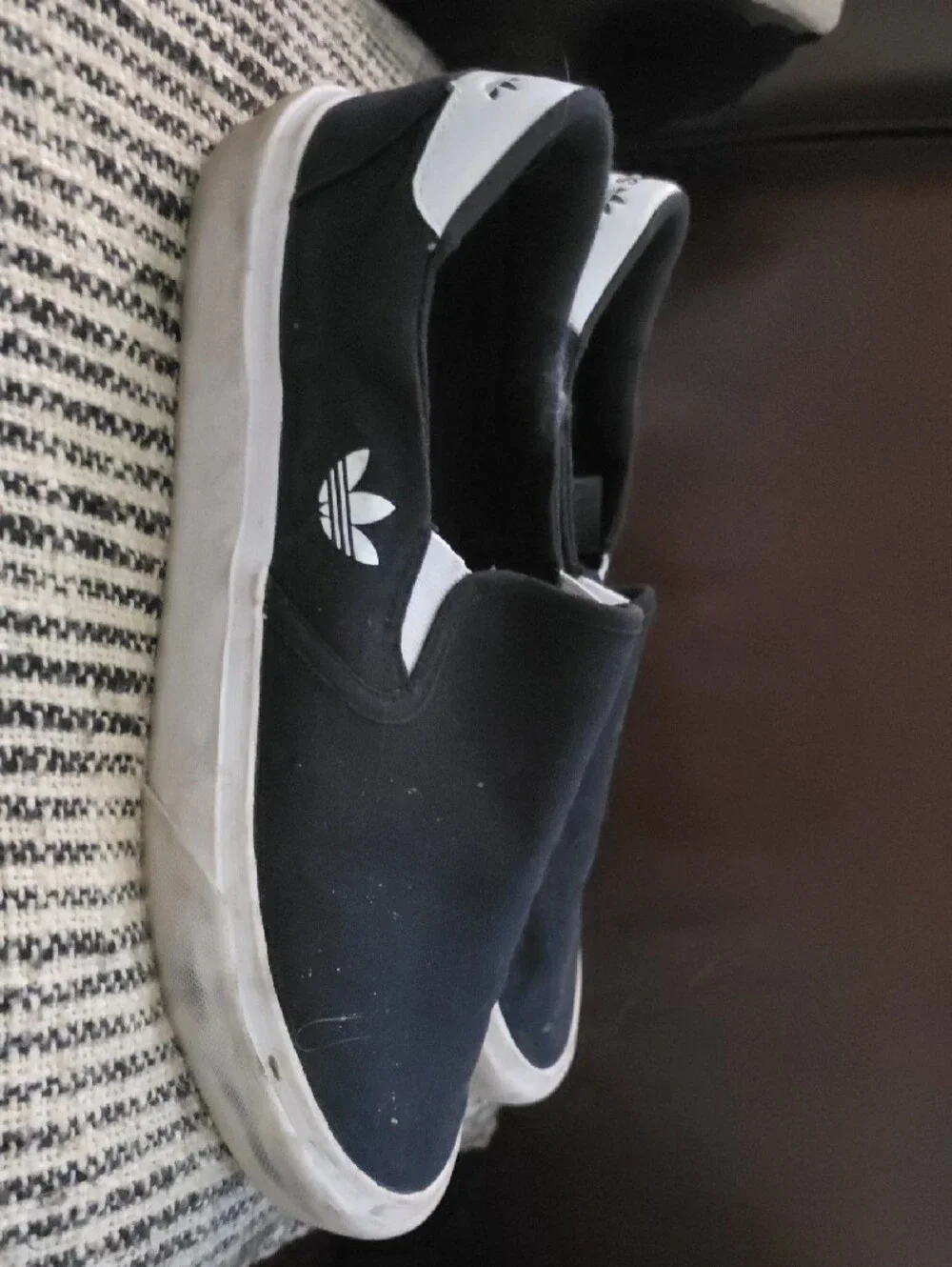 Adidas Black and White Slip-On Loafers Mens